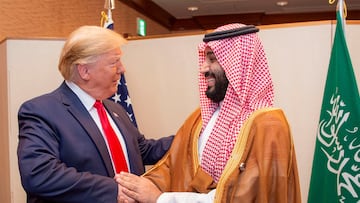 Saudi Arabia's Crown Prince Mohammed bin Salman shakes hands with U.S. President Donald Trump, at the G20 leaders summit in Osaka, Japan, June 29, 2019.