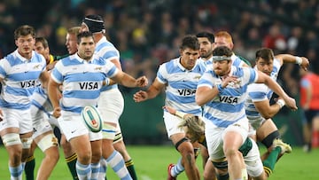 Johannesburg (South Africa), 29/07/2023.- Argentina's scrum vie for the ball during the Rugby Championships match played against South Africa at the Emirates Airline Park Stadium, Johannesburg, South Africa, 29 July 2022. (Sudáfrica, Johannesburgo) EFE/EPA/KIM LUDBROOK
