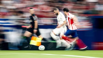 Karim Benzema of Real Madrid during the Spanish League (La Liga) football match played between Atletico de Madrid and Real Madrid at Wanda Metropolitano Stadium in Madrid, Spain, on September 28, 2019.
 
 
 28/09/2019 ONLY FOR USE IN SPAIN