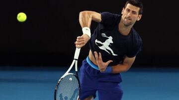 (FILES) In this file photo taken on January 14, 2022, Novak Djokovic of Serbia attends a practice session ahead of the Australian Open tennis tournament in Melbourne. - Novak Djokovic was listed for a night match on January 17, 2022 to open his Australian