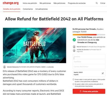Battlefield 2042: una petición exige a EA la devolución del dinero por "publicidad engañosa"