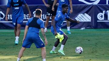 Lumor en uno de los entrenamientos del Málaga.