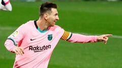 FILE PHOTO: Soccer Football - La Liga Santander - Real Valladolid v FC Barcelona - Estadio Jose Zorrilla, Valladolid, Spain - December 22, 2020 Barcelona&#039;s Lionel Messi celebrates scoring their third goal REUTERS/Juan Medina/File Photo