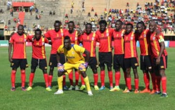 Selección de Uganda durante un partido de clasificación para el Mundial de 2018, frente al Congo en noviembre de 2016