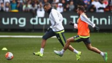 Karim Benzema en un entrenamiento