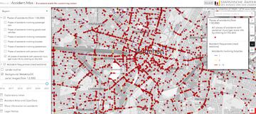 Lugares de accidentes de bicicleta en la ciudad de Munich.