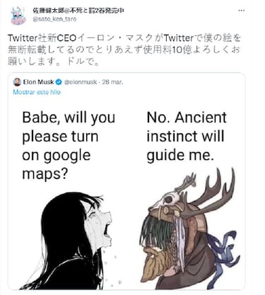 El mangaka Kentaro Sato exige a Elon Musk 1000 millones de dólares por usar un dibujo suyo sin permiso