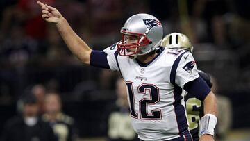 NEW ORLEANS, LA - SEPTEMBER 17: Tom Brady #12 of the New England Patriots reacts during the game against the New Orleans Saints at the Mercedes-Benz Superdome on September 17, 2017 in New Orleans, Louisiana.   Chris Graythen/Getty Images/AFP
 == FOR NEWSPAPERS, INTERNET, TELCOS &amp; TELEVISION USE ONLY ==