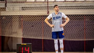 Rudy Fernández, alero de la Selección, durante el entrenamiento en Panterna (Valencia).