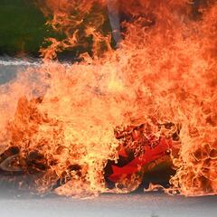 La moto de Pedrosa arde en el circuito de Red Bull Ring