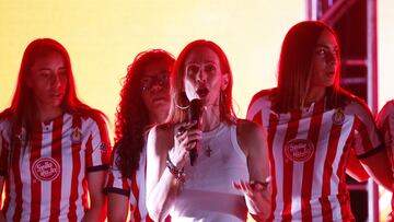 Nelly Simon Sports Director during the celebration of the Guadalajara Champion  of the Liga BBVA MX Femenil of the Torneo Clausura Grita Mexico C22, at Akron Stadium on May 24, 2022

<br><br>

Nelly Simon Directora Deportiva durante el festejo del Equipo Guadalajara Campeon de la Liga BBVA MX Femenil del Torneo Clausura Grita Mexico C22, en el Estadio Akron el 24 de Mayo de 2022.