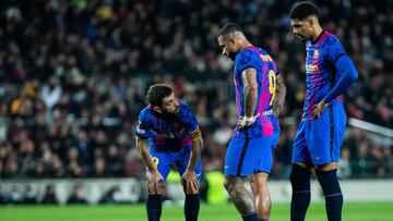 Jordi Alba of FC Barcelona talks to Memphis Depay during the Europa League match, football match played between FC Barcelona and Galatasaray at Camp Nou stadium on March 10, 2022, in Barcelona, Spain.
AFP7
10/03/2022 ONLY FOR USE IN SPAIN