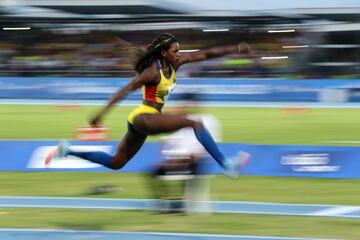 Caterine Ibargüen gana la medalla de oro en el salto triple de los Juegos Centroamericanos y del Caribe Barranquilla 2018. Urrutia fue medalla de plata