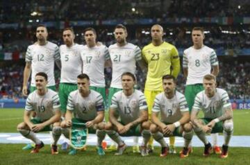 El once inicial de Irlanda. 