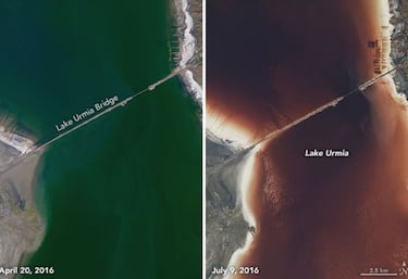 El lago m¨¢s grande de Oriente Medio ahora es una llanura de sal