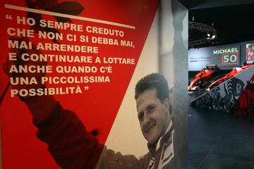 Exposición "Michael 50" que el Museo Ferrari dedica al expiloto de Fórmula Uno Michael Schumacher coincidiendo con el 50 cumpleaños del siete veces campeón mundial