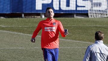 Lucas, en un entrenamiento del Atl&eacute;tico.