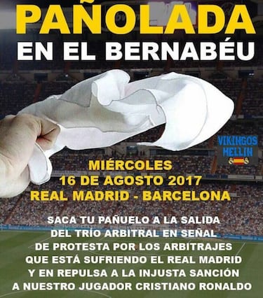 Las redes se movilizan: pañolada en el Bernabéu al trío arbitral
