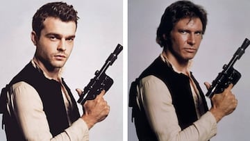 Alden Ehrenreich (Instagram) y Harrison Ford (Google)