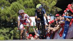 Joaquim &#039;Purito&#039; Rodr&iacute;guez y Alejandro Valverde, en la cima de Pe&ntilde;as Blancas en la Vuelta a Espa&ntilde;a 2013.