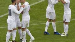 El Real Madrid celebra la victoria ante el Getafe. 