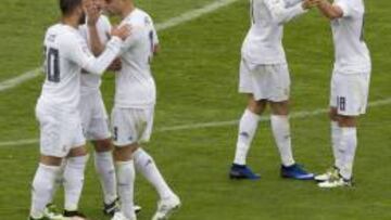 El Real Madrid celebra la victoria ante el Getafe.