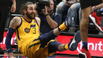 Ricky Rubio, base de los Utah Jazz, durante el partido contra Los Angeles Clippers.