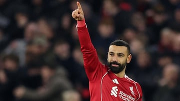 Soccer Football - FA Cup - Fifth Round - Wolverhampton Wanderers v Liverpool - Molineux Stadium, Wolverhampton, Britain - March 6, 2026 Liverpool's Mohamed Salah celebrates scoring their second goal Action Images via Reuters/Andrew Boyers