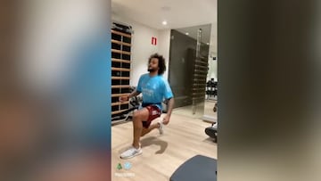 Real Madrid's Marcelo answers his critics in the gym