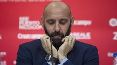 Monchi, durante su rueda de prensa de despedida.