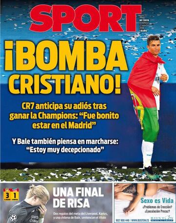 Las portadas de la prensa tras la final de Champions