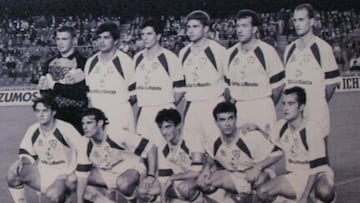 ZALAZAR SANTI COCO Y ANTONIO EXJUGADORES DEL ALBACETE QUE EMPATARON A TRES CON EL BARCELONA EN EL CAMP NOU