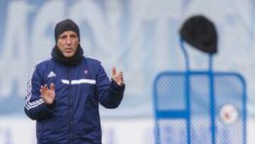 Berizzo, en un entrenamiento del Celta de Vigo