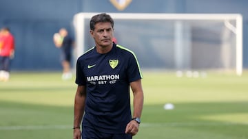 Michel en un entrenamiento del M&aacute;laga.