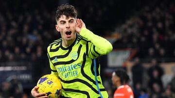 Kai Havertz, jugador del Arsenal, celebra el gol anotado ante el Luton Town.