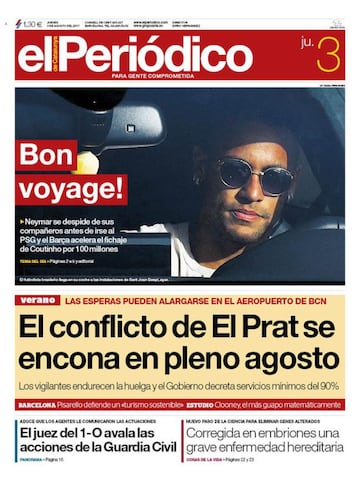 Portada de 'El Periódico de Catalunya'.