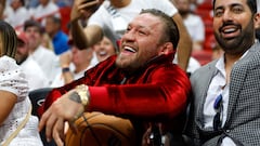 MIAMI, FLORIDA - JUNE 09: Conor McGregor is seen in attendance during Game Four of the 2023 NBA Finals between the Denver Nuggets and the Miami Heat at Kaseya Center on June 09, 2023 in Miami, Florida. NOTE TO USER: User expressly acknowledges and agrees that, by downloading and or using this photograph, User is consenting to the terms and conditions of the Getty Images License Agreement.   Mike Ehrmann/Getty Images/AFP (Photo by Mike Ehrmann / GETTY IMAGES NORTH AMERICA / Getty Images via AFP)