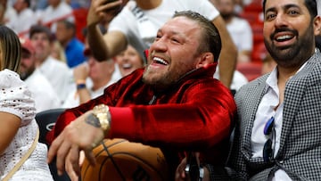 MIAMI, FLORIDA - JUNE 09: Conor McGregor is seen in attendance during Game Four of the 2023 NBA Finals between the Denver Nuggets and the Miami Heat at Kaseya Center on June 09, 2023 in Miami, Florida. NOTE TO USER: User expressly acknowledges and agrees that, by downloading and or using this photograph, User is consenting to the terms and conditions of the Getty Images License Agreement.   Mike Ehrmann/Getty Images/AFP (Photo by Mike Ehrmann / GETTY IMAGES NORTH AMERICA / Getty Images via AFP)