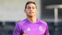 Real Madrid&#039;s Colombian midfielder James Rodriguez takes part in a training session on August 8, 2016 at the Lerkendal Stadion in Trondheim, on the eve of the UEFA Super Cup final football match between Real Madrid CF and Sevilla FC. / AFP PHOTO / JONATHAN NACKSTRAND