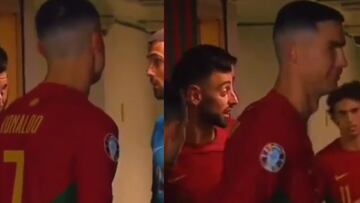 La reacción viral de Cristiano al discurso de Bruno Fernandes al medio tiempo