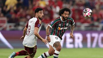 Soccer Football - FIFA Club World Cup - Semi Final - Fluminense v Al Ahly - King Abdullah Sports City, Jeddah, Saudi Arabia - December 18, 2023 Fluminense's Marcelo in action with Al Ahly's Akram Tawfik REUTERS/Amr Abdallah Dalsh