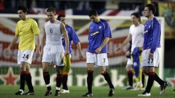 Los jugadores del Rangers tras una visita a Villarreal.