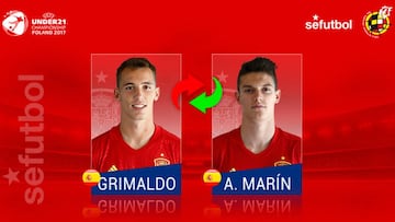 Adrián Marín sustituye a Grimaldo en la Sub-21