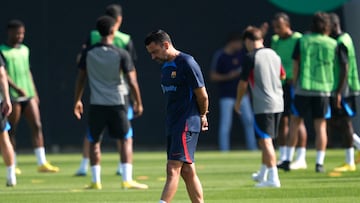 Xavi Hernández during Barcelona training.