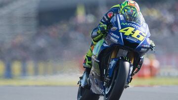 Valentino Rossi durante una carrera del Mundial Moto GP 2017.