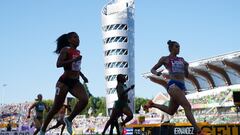 Switzerland's Mujinga Kambundji and Abby Steiner of the US in action.