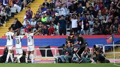 Bellingham celebra su gol contra el Barça en Montjuïc.