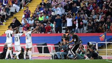 Bellingham celebra su gol contra el Barça en Montjuïc.