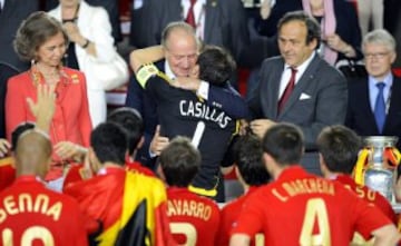 He becomes UEFA president, a role he would keep for more than eight years. The picture shows him during the trophy presentation at the 2008 European Championship.