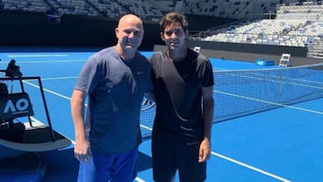 El 'Tanque' entrenó con Grigor Dimitrov (21°), pupilo del estadounidense desde esta temporada. El chileno compartió su alegría en Instagram.